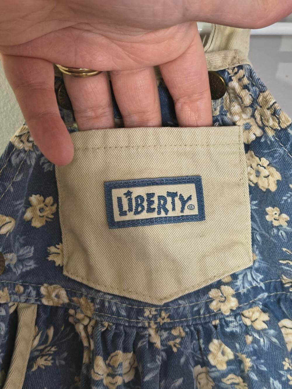 Vintage 90s Liberty All Over Blue Floral Print Baby Size 12 Months Overalls Rare - Picture 4 of 10